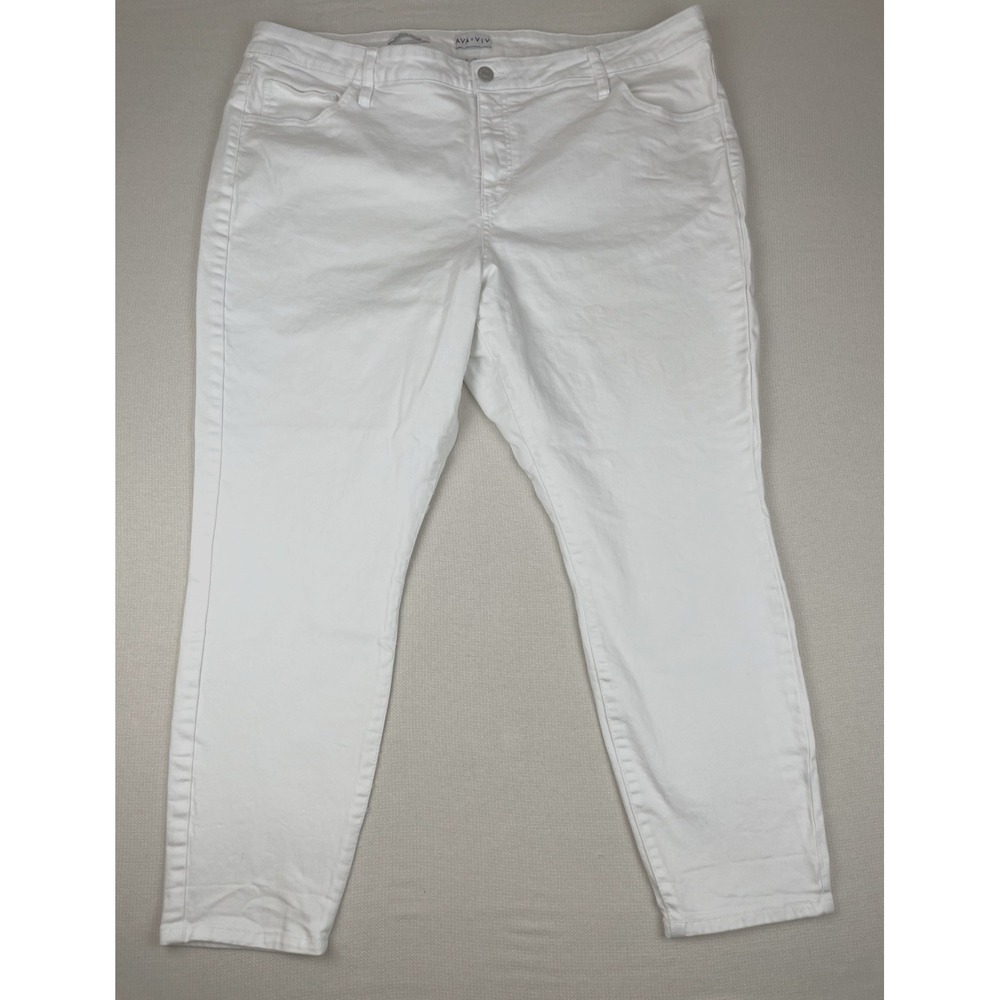 AVA & VIV Womens Mid Rise Skinny Fit Stretch‎ Cut Jeans Size 24W (45X28)
